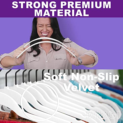 White Velvet Hangers 50 Pack Non Slip Heavy Duty Black Hooks (White/Black / 50-Pack)