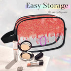 Custom Travel Clear Cosmetic Bag with Name (Red B)