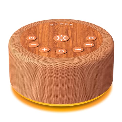 Sleep Sound Machine White Noise Machine with 30 Non Looping Sounds 12 Night light Colors with 5 Timers 36 Adjustable Volume Memory Function Brown Noise Machine for Baby kid Adult & Home Nursery Travel (Wood)