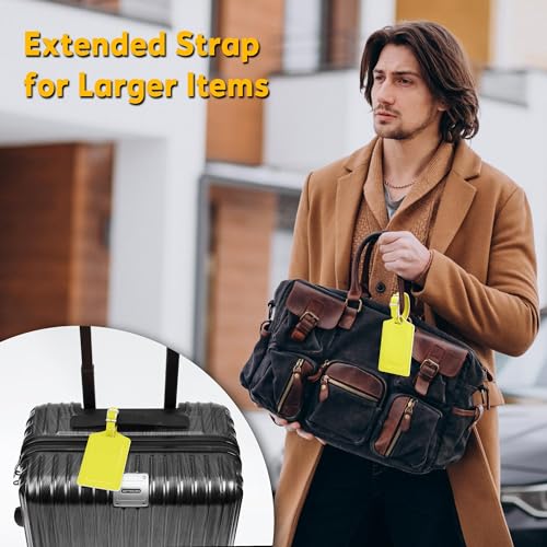 2 Pack Luggage Tags for Suitcases Airplane Travel Essentials (Light Yellow)