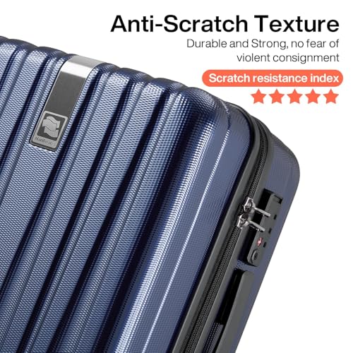 20 Inch Carry On Luggage 22x14x9 Airline Approved Lightweight PC Hard Shell Suitcases with Wheels Travel Luggage Rolling Suitcase Travel Luggage Bag for Weekender (20 Inch / Dark Blue)