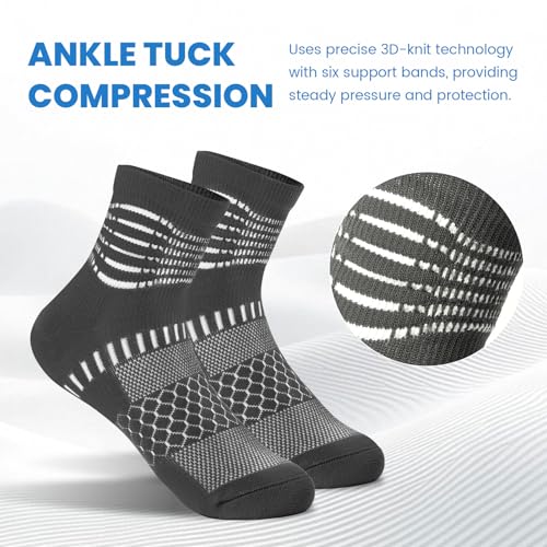 Ankle Compression Socks Women Men Plantar Fasciitis Relief 3 Pairs (Small / Black+dark Blue+dark Grey(5 Pairs))