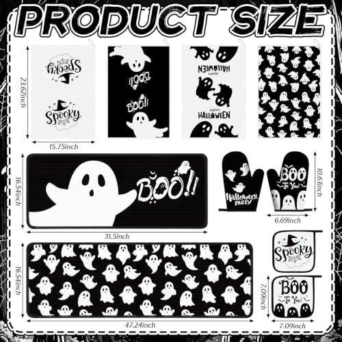 10 Pcs Halloween Kitchen Decor Set (Black, White / Cute Ghost)