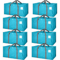 8 Pack Heavy Duty Dorm Moving Bags 65LBs Zippers (Blue)