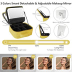 Travel Makeup Bag Cosmetic Bag Makeup Organizer Bag with Lighted Mirror (Yellow / Woven)