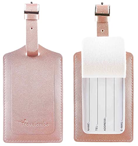 2 Pack Luggage Tags for Suitcases Airplane Travel Essentials (Rose Gold)