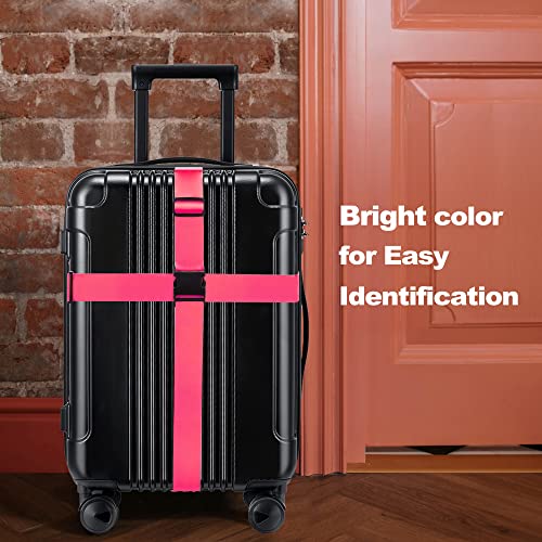 Luggage Straps for Suitcases TSA Approved Travel Essentials 8 Pack (Rose Red)