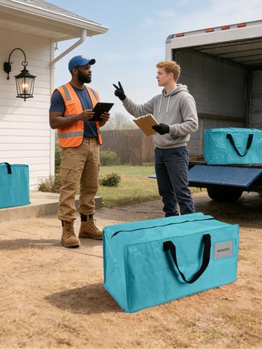 8 Pack Extra Large Moving Bags with Backpack Straps & Handles (Blue / 8 Pack)