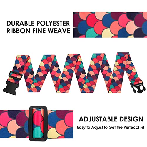 Colorful 2 Pack Luggage Straps for Suitcases Travel Belt Connector Holds Suitcase Add a Bag Premium Accessories Unique Adjustable Strap (Scales of Dragon)