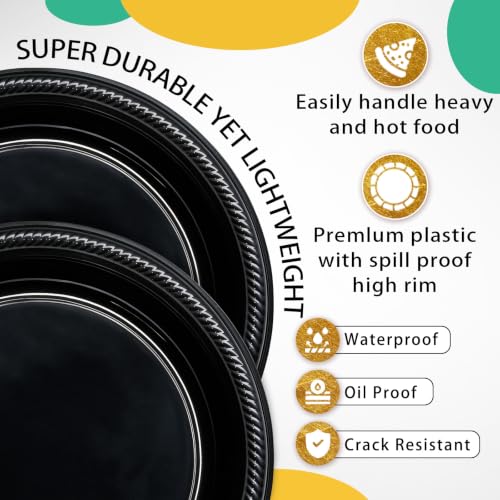 10 Inch Black Plastic Plates (Black / 100 Pcs)
