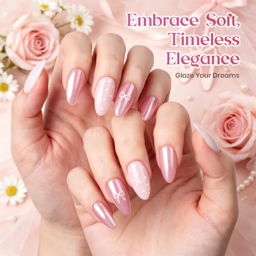 Beetles Pink Jelly Gel Polish Set with Chrome Powder (A - Sheer | Pink | La Ballerine)