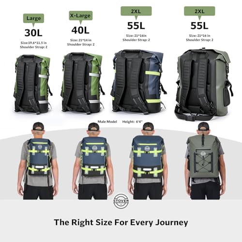 30/40/55L Waterproof Dry Backpack & Phone Case- X-Large Floating Dry Bag for Kayaking, Travel, Hiking, Fishing, Camping, Motorcycles & Beach, Heavy-Duty Roll Top Men/Women (Orange) (Orange / 40L)