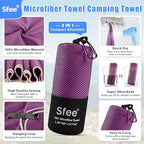 2 Pack Microfiber Travel Towel (M 48"x21"+24"x15" / Purple)