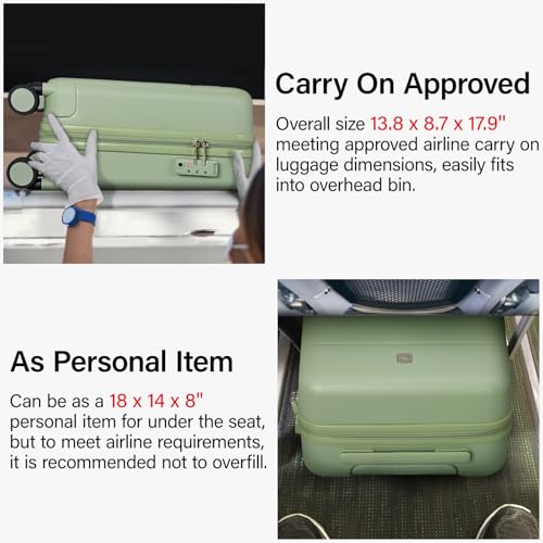 Underseat Carry On Luggage with Wheels (Bamboo Green / 16 Inch)
