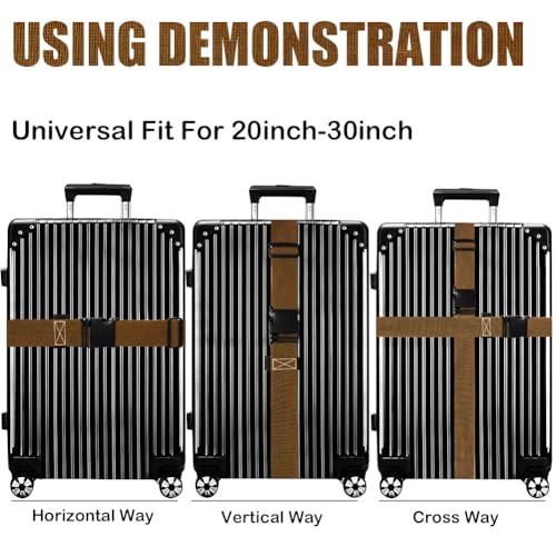 Luggage Straps for Suitcases TSA Approved (Brown)
