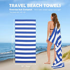 Microfiber Beach Towel Sand (Y-blue Stripes / Large(60x30"))