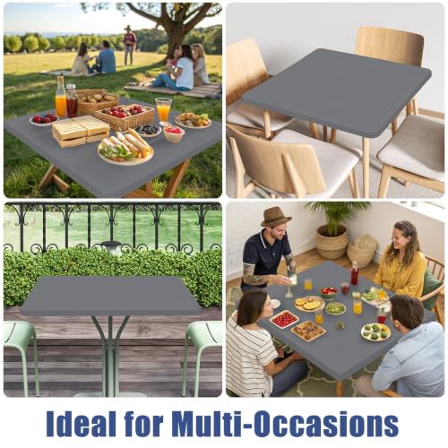 2 Pack Square Spandex Fitted Table Cloth (Grey / 36" x 36" (Square))