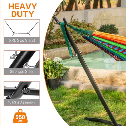 Double Hammock with Stand for Outside (Mayan Rainbow)