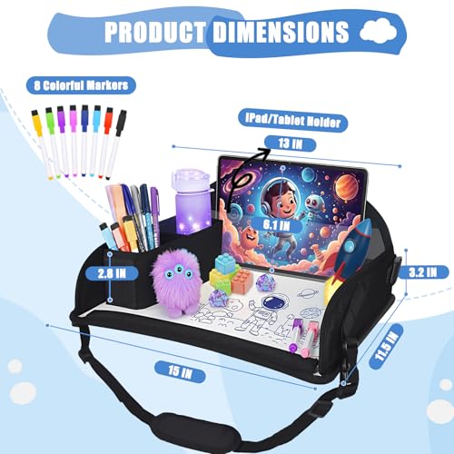 Upgraded Kids Travel Tray for Airplane (Black - 2 PCS)