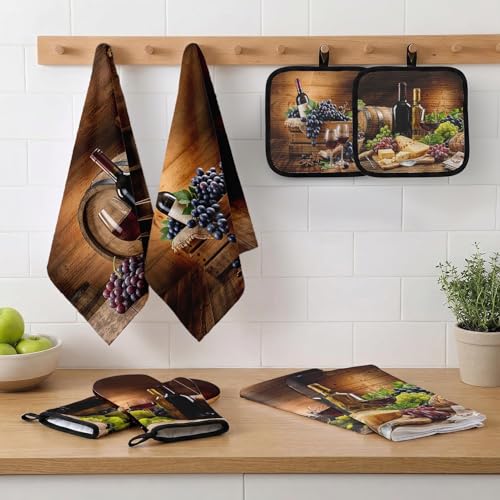 Wine Grapes Kitchen Decor Set (Vintage Wine)