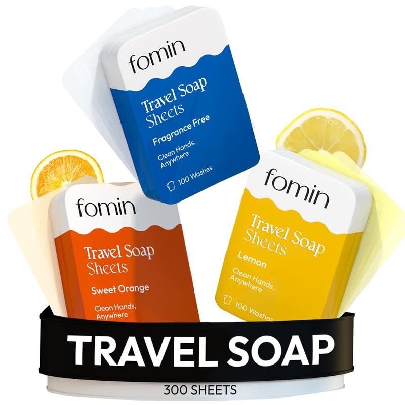 Paper Soap Sheets Tin for Traveling (Variety Pack-002 (Unscented, Orange, Lemon))