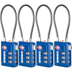 TSA Accepted Luggage Lock with 2.5" Cable Shackle (2.5" Shackle / Blue)