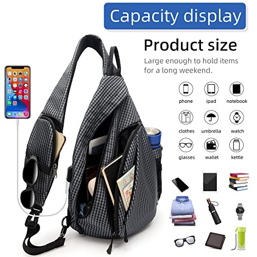 Water Proof Sling bag (Grey Grid)