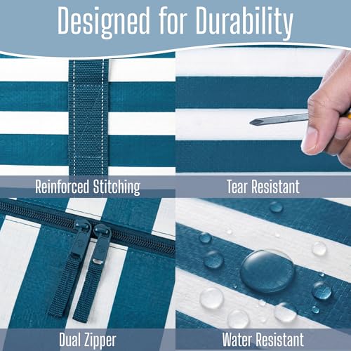 10 Pack Heavy Duty Moving Bags (10 Pack / Classic Navy Stripe)