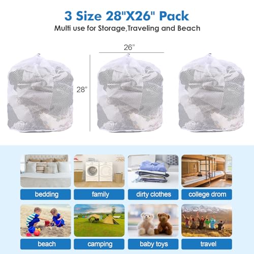3 Pack XXL Mesh Laundry Bags for Delicates (White / Jumbo 3 pcs)
