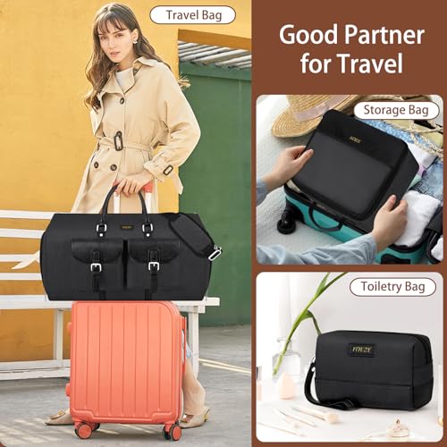 Garment Bag for Travel Convertible Carry on Travel Duffel Bag for Men Women (A03-Black)