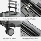 Hardside Expandable Carry On Luggage with Spinner Wheels & Built (Steel Grey)