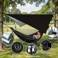Camping Hammock with Rain Fly Tarp Mosquito Net Heavy Duty Tree Straps Portable Double Parachute Hammocks Tent Waterproof Rainfly Set (Rain Fly Size：118x78.7in / Black)