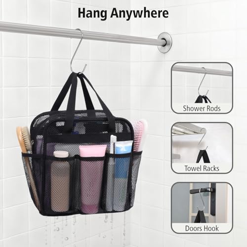 Mesh Shower Caddy Portable with Zipper (1 Pack Black with Zipper / L (Zippered Dorm Caddy))
