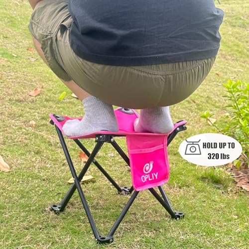 Camping Stool Upgrade Foot Stool for Camping Fishing Hiking Gardening and Beach (Rose Red)