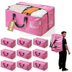 10 Pack Extra Large Moving Bags with Backpack Straps & Handles (Pink / 10 Pack)