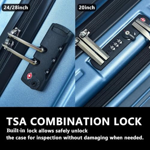 2pcs 20 28" Luggage Set (Ice Blue / 20/28 Inch)