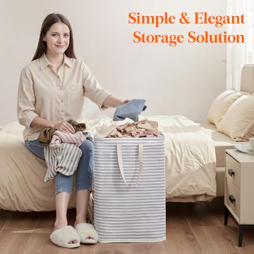 65L Collapsible Laundry Basket with Extended Handles (Grey / 65L)