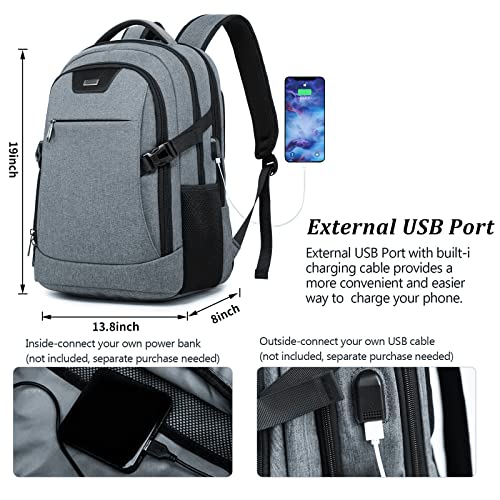 Travel Work Laptop Backpack With USB Charging Port Fits 15.6 15 14 13 Inch Laptop and Notebook Business Anti Theft College Computer Bag Back Pack for Women Men (Dark Gray / 15.6 Inch)