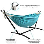 Double Hammock with Stand Included 450lb Capacity Steel Stand (Cyan)