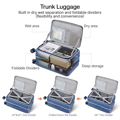 24 Inch Checked Luggage with Cup Holder and USB Ports (Interstellar Blue / 24 Inch)