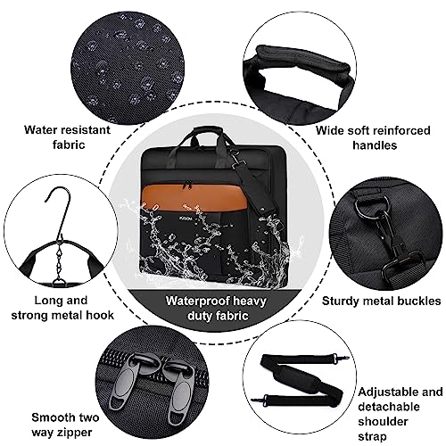 Garment Bag for Travel Large Men Suit Bag Up to 3 Suits Dress Carry on Garment Bags for Business Trips (Black-brown)