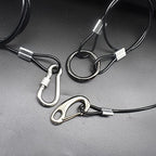 1/8"(3mm) Wire Diam Stainless Steel Cable Eyelets Loops Short Rope Lanyard Safety Tether Chain Lock with Vinyl Coated Cover, 10Pcs 20" Long Black (20 inches - 10 Pcs / Black-A)