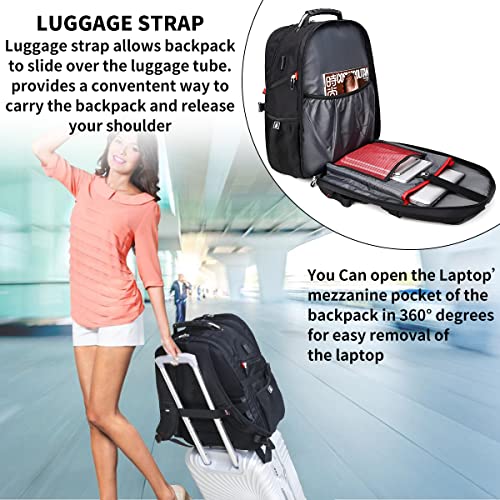 Extra Large Travel Laptop Backpack for Men (Black / Travel Backpacks)