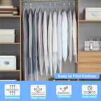 Garment Bags Covers 24"X60"Long Dress Bags for Hanging Clothes with Study Full Zipper Coat Covers for Closet Clothes Storage and Travel (White / 24''X55'')