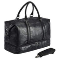 Leather Travel Bag with Shoe Pouch (Color / Black)
