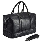 Leather Travel Bag with Shoe Pouch (Color / Black)