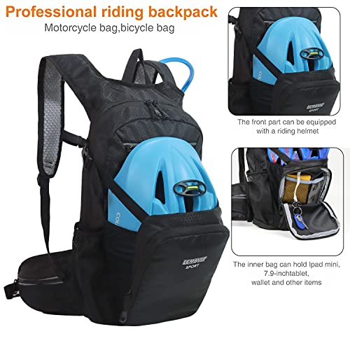 Hiking Daypack 15L Waterproof Lightweight Backpack (Black)