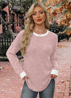 Plus Size Spring Clothes for Women Long Sleeve Cute Tops Blouses Fashion Clothing Fall Trendy Casual Oversized Tshirts Shirts Pink XL (X-Large / 04-pink)