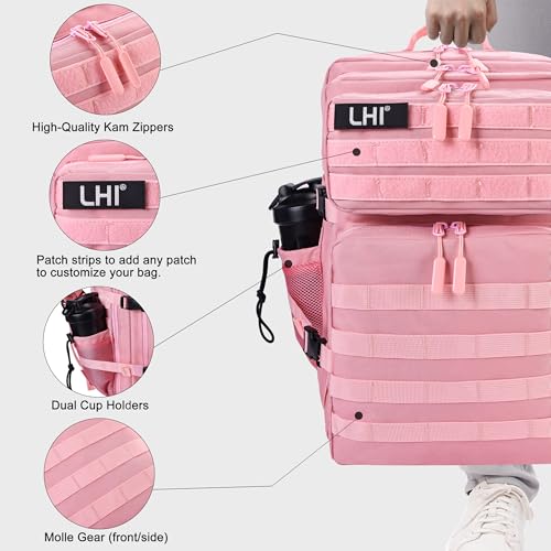 Military Tactical Backpack for Men and Women 45L Army 3 Days Assault Pack Bag Large Rucksack with Shoe Compartment (1.7 Pink)