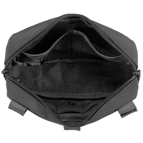 Tactical Molle Admin Pouch Utility Laser Cut EDC Tool Pouch Bag Horizontal Modular Pouches Include US Flag Patch and Keychain (Red A)